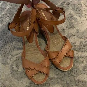 Anthro espadrille wedge sandals - tan - size 38/8